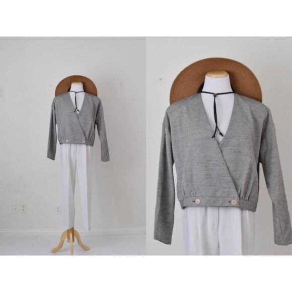 Vintage Polyester-Rayon‎ Gray Jacket/Top - Picture 1 of 10